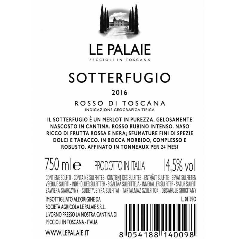 Sotterfugio 2016 (Box 6 Bottiglie) IGT Toscana Rosso Merlot (in esaurimento) Le Palaie - 2