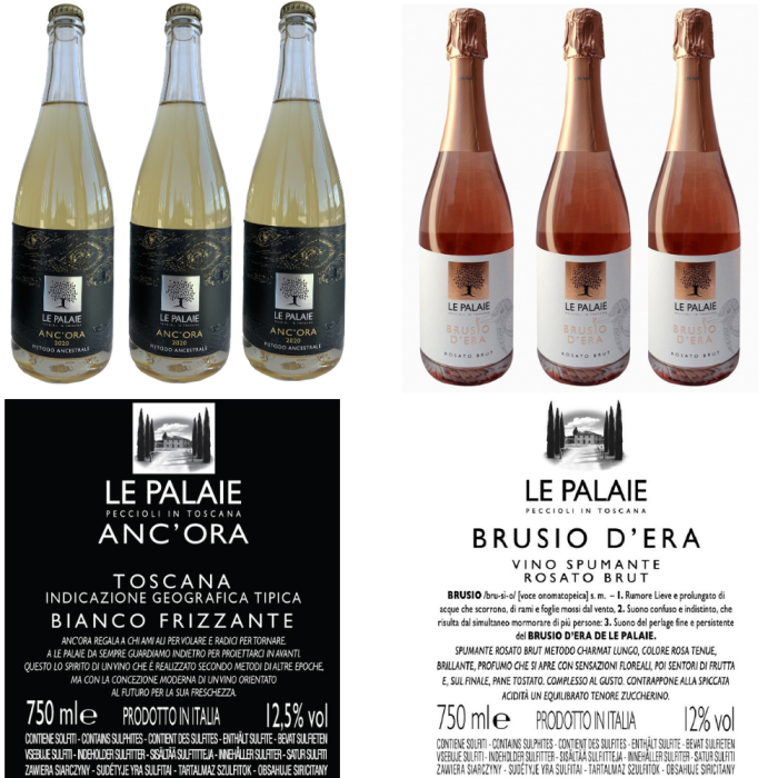 Speciale Box Bollicine (6 Anc'ora 2021 Bianco Frizzante + 6 Brusio D'Era No Vintage spumante rosato) Le Palaie - 1
